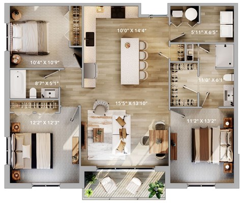 A floor plan of a house with various rooms and their dimensions.